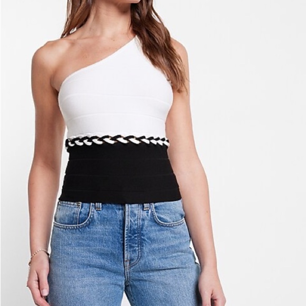 NEW One Shoulder Black & White Top